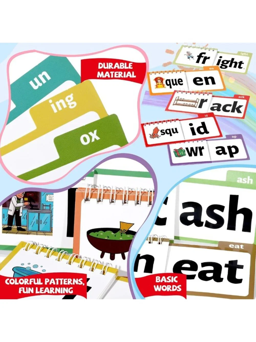 48-Word Family Build Book & Phonics Flashcards for Kids - Learn to Read & Rhyme!